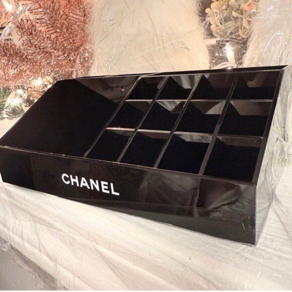 Chanel Black Acrylic Vanity Organizer Tray w/ Compartments Luxury Storage - Picture 1 of 8
